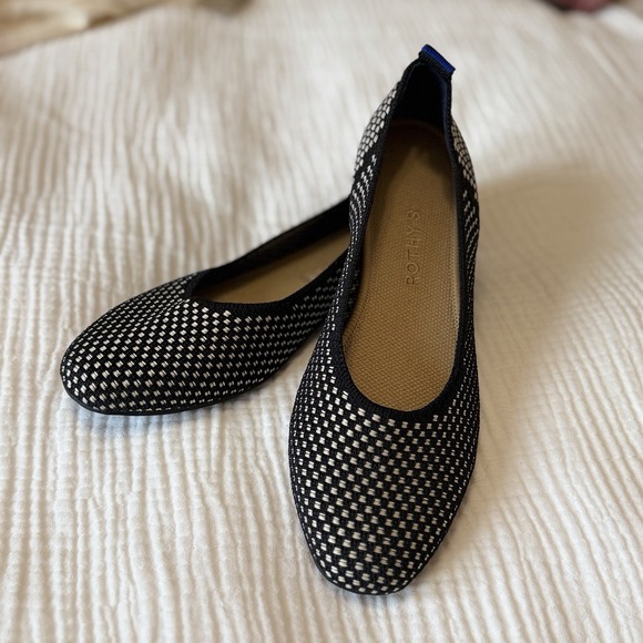 Rothy’s Shoes - Rothy's The Square Noire Ballet Flats Women's Sz 9 Mesh Casual Black Checkered